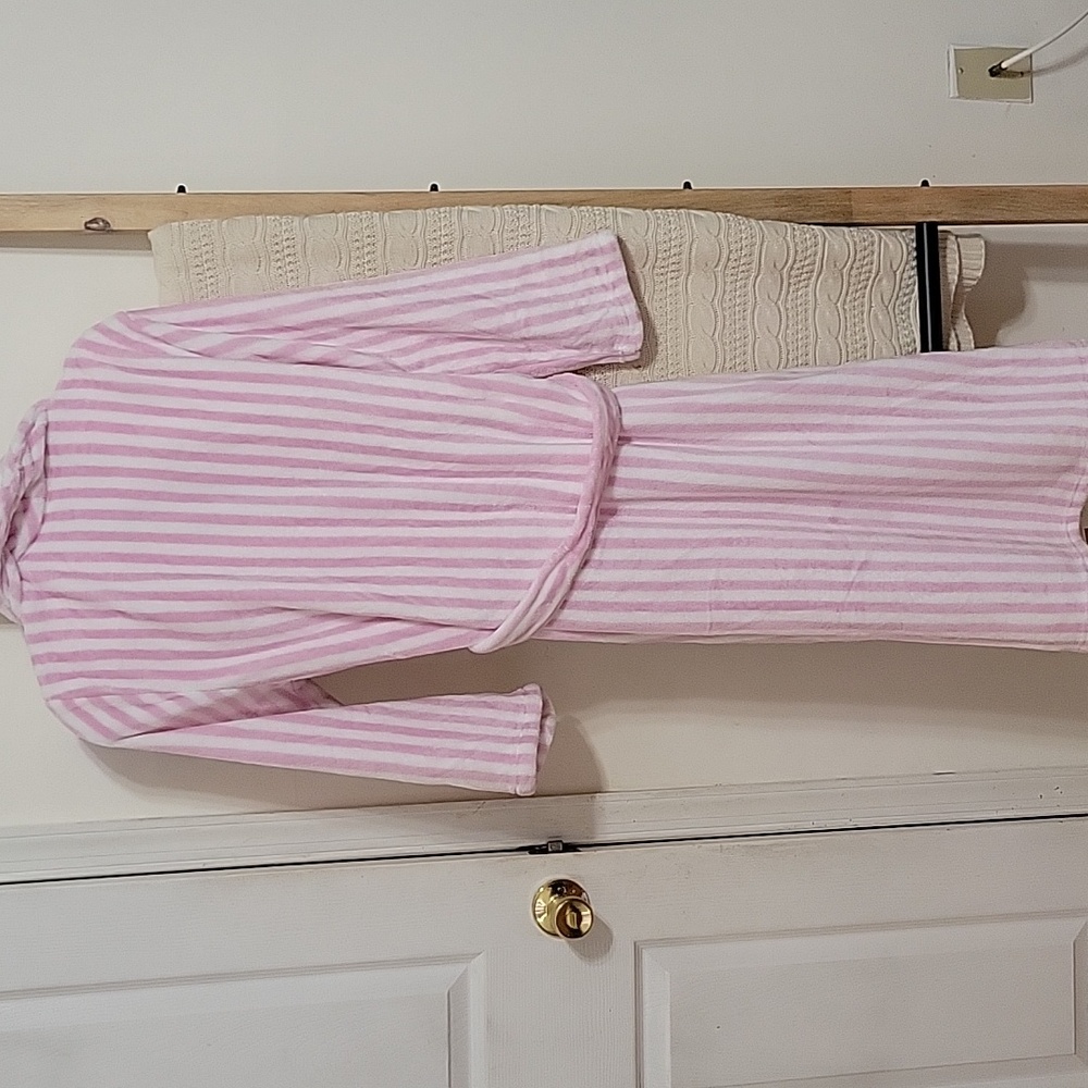 Pink Striped Women's Robe - Picture 2 of 3